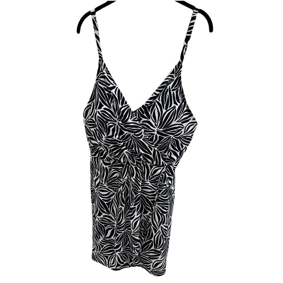 Lands' End Other - Lands' End V-neck Tulip Wrap Swim Dress Skirt One Piece Suit Black White XXL EUC